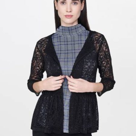 AND Full Sleeve Self Design Women Jacket