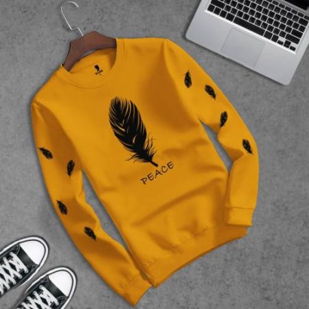 BLIVE Graphic Print Men Round Neck Yellow T-Shirt