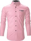 FINIVO FASHION Men Solid Casual Pink Shirt