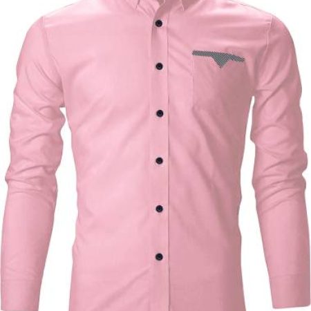 FINIVO FASHION Men Solid Casual Pink Shirt