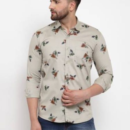 HANUMNTRA Men Printed Casual Grey Shirt