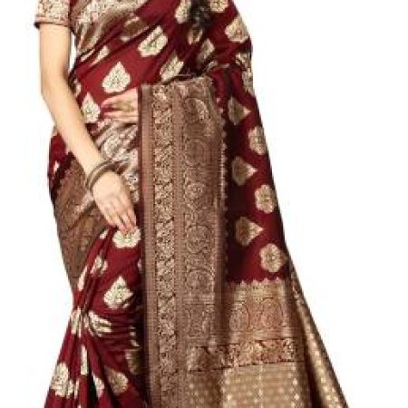 Shoppershopee Woven Kanjivaram Silk Blend Saree