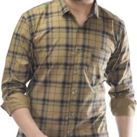 Tanip Men Checkered Casual Brown Shirt