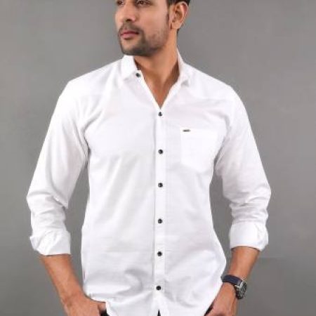Tanip Men Solid Casual White Shirt