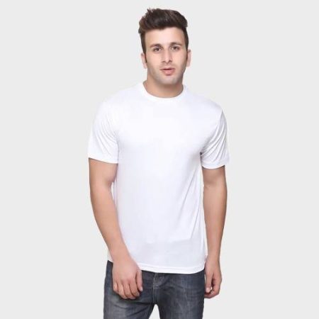 TQH Solid Men Round Neck White T-Shirt
