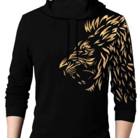 TRIPR Printed Men Hooded Neck Black T-Shirt