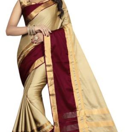 VILLAGIUS Striped Dharmavaram Cotton Silk Saree