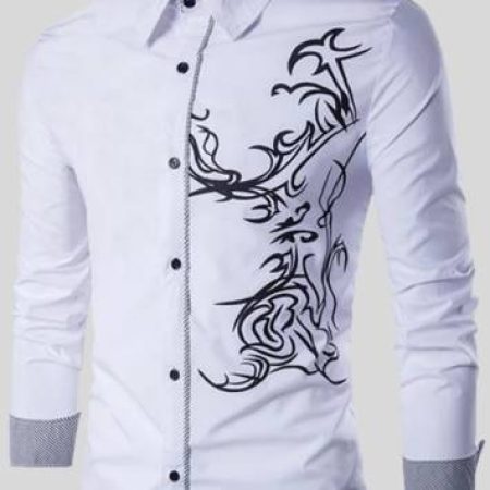 ZARTHA Men Printed Casual White Shirt